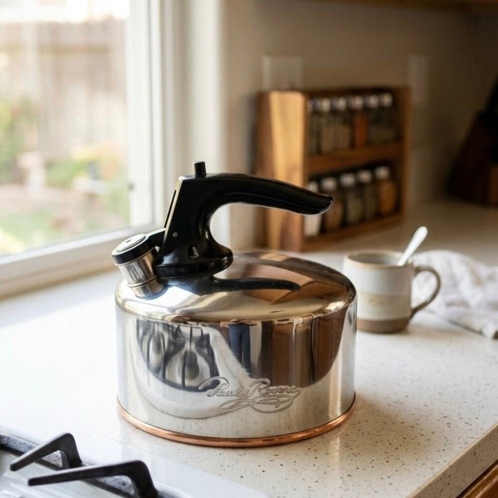 Revere Ware 1801 Tea Kettle Polished Copper Bottom Farmhouse Cottagecore